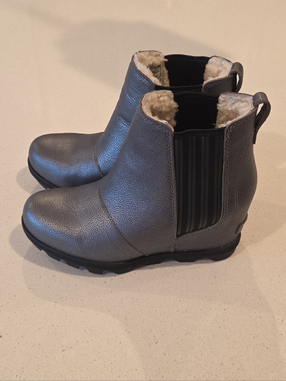Sorel Silver Joan of Arctic Hidden Wedge Booties Women's Size 6.5